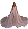 2022 Robe de mariée sirène de luxe avec jupe détachable appliquée trompette arabe robes de mariée manches longues robe de soirée bohème C0601G05