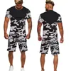 Été hommes t-shirt shorts camouflage vêtements de sport surdimensionné mode sport costume o cou jogging costume décontracté pantalon de plage 220602