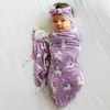 32 styles Nouveau-né Photographie Prop Bébé Couvertures Imprimé Nouveau-Né Bébé Garçons Filles Dormir Swaddle Mousseline Wrap Chapeau 2 PCS