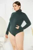 5XL Autumn Winter Keep Warm Women Jumpsuit High Neck Long Sleeve Knitted Bodysuit Plus Size Women Clothes Stretch Sexy Romper