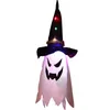 Halloween LED Flashing Light Hanging Ghost Halloween Party Dress Up Glowing Wizard Hat Lamp Horror Props for Home Bar Decoration