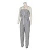 Women Designer Clothing Casual Jumpsuits Striped Strapless Bodysuit Zippered Rompers Pocket