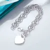 S925 Sterling Silver Beaded Heart TIF Classic Charm Love Bracelet OT High Quality Brand Jewelry 2022NEW