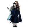 Ladies Coat with Pocket Loose O-neck Batwing Wool Poncho Autumn Winter Warm A Line Long Jacket Cloak Cape Cloak Coat