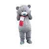 2022 Halloween Gray Teddy Bear Mascot Costume Top Quality Anpassa tecknad anime temakaraktär vuxen storlek jul karneval fancy klänning