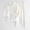 Kvinnor Winter Warm Pyjamas Set Fleece Hooded Thick Sweatshirt Nightwear Homewear L220803