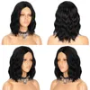 Hair Synthetic Wigs Cosplay Stamped Glorious Synthetic Short Wig Black for Women Middle Part Nature Wave Heat Resistant Fiber Hair 220225