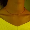 سلاسل ذهبية الفضة اللون Ollarbone CZ قلادة مشاركة الزفاف هدية التنس سلسلة chocker jewelrychains