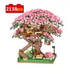 Mini Sakura Tree House Buil Block City Street View Wiśniowe Blossom Model Building Building Bude Toys for Children Toy na prezent 220726