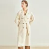 Herr ullblandningar "Abbit trasa med mjuk tupplur" Long Double White Coat Female Coatmen's Men's Men's