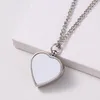 Sublimation White Blank Ashes Necklace Aluminum Heat Transfer Pendant DIY Single Side For Sublimation Metal Lovers Heart Ornament A12