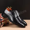 Sapatos elegantes de renda para homens Italiano Black Dress Shoes Terno de negócios Sapatos formais de casamento masculino