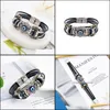 Link Kette Armbänder Schmuck Punk Türkische Evil Eye Edelstahl Biegung Mtilayer Leder Armband Mann Frau Charme Blume Jewe Dhag2