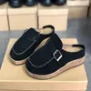 Women Flat Shoes Sandals Retro Shoes Summer Slippers Mules Pu Leather Round Toe Non-Slip 35-43246I Big Size