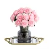 Flores decorativas grinaldas 7pcs/lot decoração artificial rosa seda látex floral toque real buquê de casamento diy partido em casa floresdecora