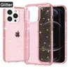 Transparente brillante híbrido TPU PC Glitter cajas del teléfono para iphone 14 13 12 11 Pro Max Xs Xr 6 6S 7 8 Plus Galaxy S22 Plus cubierta ultra a prueba de golpes