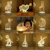Home Romantic 3D USB LED Night Light Acrylic Desktop Table Lamp Lighting Living Room Bedroom Decoration for Valentine Day Wife Gift 20 styles