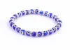 20PCS/lot Fashion Blue Lucky Turkish Evil Eye Charm Strands Bracelets Glass Crystal Beads Bracelet For Women Girls Elastic Handmade Jewelry