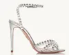 Marca de moda amor enlace sandalia cristal s￡ndalo sandalia tacones de tacones sandalias zapatos de noche para mujeres dise￱adores de lujo de alto tac￳n envoltura de tobillo