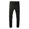 Designerjeans für Man Biker Herren Hosen zerrissen Slim Stretch Dünnschild Distressed Motorrad Patchwork Denim Fit Hip Hop Streetwear Straße Jogger Hosen schwarz