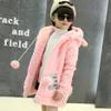 2020 Rabbit Girl Coat Furt Hood Wełna Kurtka Zamek Pink Winter Jesien