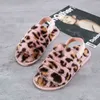 Women Slippers Wool Fashion Leopard Plush Slipper 's Open Toe Women's Anti Slip Warm 0718