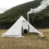 Tente pyramidale Bushcraft améliorée Tente de camping d'hiver légère à carreaux 210T Ripstop avec jupe pare-neige et trou de cheminée Hauteur 160 cm H220419