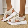 Zomer dames sandalen mesh casual schoenen witte dikzaden kant -up sandalia's open teen strand voor zapatos mujer 220607