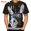 Homens camisetas 2022 verão hip hop divertimento t-shirt criativo burro cabeça 3d impresso tops para homens