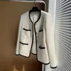 Kurtki damskie biała tweed krótka kurtka mody elegancka elegancka singielka z nóg wysokiej klasy płaszcz jesienny zimowy biuro dama da o powierzchni e -wear e e