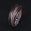 S3143 Europe Fashion Jewelry Retro Herrläderarmband Rope vävt magnetiskt spänne pu läderarmband