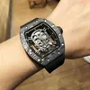 Luxusuhr Datum Luxus Herren mechanische Uhr Richa Milles Business Freizeit Rm052 Automatische schwarze Kohlefaserband Mode Schweizer Uhrwerk Armbanduhren