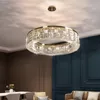 Candelabro de cristal de lujo, lámpara colgante Led creativa moderna para sala de estar, decoración del hogar, accesorios de iluminación colgantes, brillo redondo dorado para cocina
