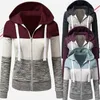 Kadın Hoodies Sweatshirts Kadın Patchwork Sonbahar Kış Uzun Kollu Drawstring Fermuar ceketi Kadın Kapüşonlu Sweatshirt Spor Gezekleri