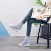 Women Hidden Wedge Invisible Heel Canvas Shoes Female Wedge Side Zipper Increased Casual High Breathable Platform Sneakers 220330