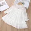 Autumn Kids Dresses For Girls Spring Cute Little Girl Long Sleeve Princess Dress Lace Collar Jacquard Weave Toddler Kids Costume G220428