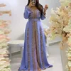 Abbigliamento etnico Perline lussuose Abiti caftano Donna Dubai Ricamo Elegante manica lunga Musulmano Abaya Islam Turchia Jellaba Marocchino DressEt