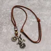 Street Bike Necklace Retro Bronze Bicycle Halsband Läderkedja Kvinnor Män Hip Hop Fashion Jewelry