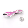 10 stks/partij Roze Emaille Clear Rhinestone Broches Lint Vorm Borstkanker Awareness Medische Vlinder Pins Voor Verpleegkundige Accessoires