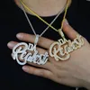 Ciondolo iniziale più reale ghiacciato con catena cubana, collana con catena da tennis, pietra cubica pavimentata per uomini e donne, collane hip-hop, gioielli all'ingrosso