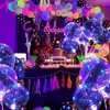 Balões Bobo Light Light LED com bastão 3 níveis piscando, 20 polegadas de decoração de festa de aniversário de Natal