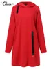 패션 솔리드 스웨트 여성용 까마귀 셀비아 겨울 캐주얼 모자 칼라 지퍼 지퍼 긴 소매 후드 드레스 외부웨어 크기 220815