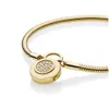 Luxury Fashion Yellow Gold Cz Diamond Armband Original Box för Pandora 925 Silver Lock Snake Chain Armband Women Jewelry199e