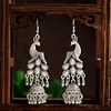 Dangle Lustre Femme Vintage Argent Couleur Paon Jhumka Boucles D'oreilles Bijoux Turc Sculpté Cloches Déclaration Tribal Gypsy JewelryDang