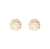 Camellia Pearl 5-6mm Ear Studs 18k Gold Plating Natural Freshwater Pearl Earrings White Lady/Girl Fashion Jewelry