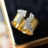 Cluster Ringe Uilz Mode Offen Einstellbar Für Frauen Punk Einfache Design Gold Farbe Kristall Zirkon Finger Ring Party Schmuck Geschenk