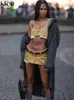 Kliou Patch Designs Dwuczęściowy zestaw kobiet seksowna owinięta klatka piersiowa chuda zbiornik Topspleated Hidden Breasted Squirt Lady High Street Suits 220520