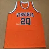 Nikivip Stith #20 Вирджиния Cavaliers College Retro Orange Jersey Basketball Jersy