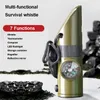 Outdoor Gadgets Emergency Survival whistles Mini SOS Kit 7-in-1 Multifunction Camping Whistle Compass Flashlight for Hiking Exploration