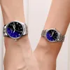 Wristwatches زوجين ساعة الرجل والسيدات مزدوجة التقويم الكوارتز الأزياء Blueray زوجين هدية تتجه Reloj de Numero Para Mujerwristwa